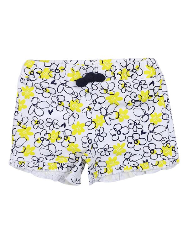 Girls White & Yellow Short Knitted Trouser image number 0